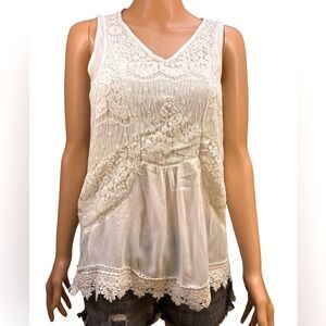 Knox Rose Ivory Lace Tank Top XS